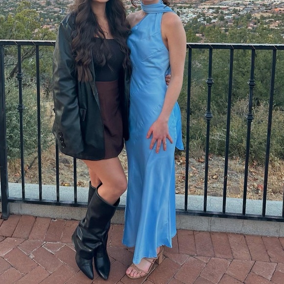 Hello Molly Glistening Star Satin Maxi Dress Blue - XS - Picture 2 of 4